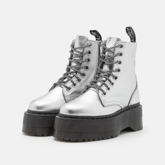 Silver Platform Lace-Up Boots - Picture 11 of 15